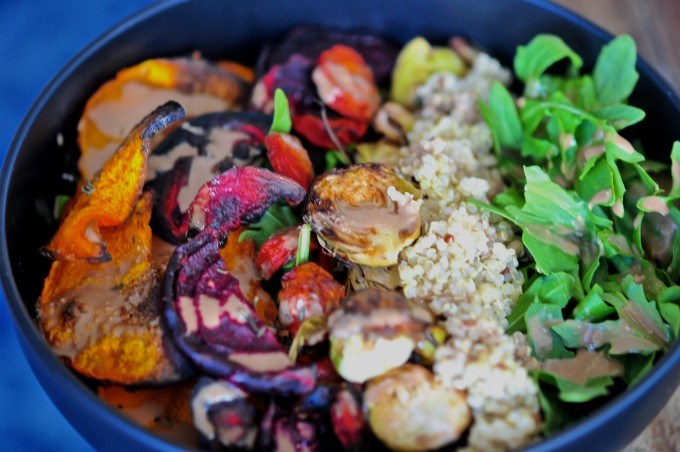 Roasted veggie Tahini Quinoa Bowl